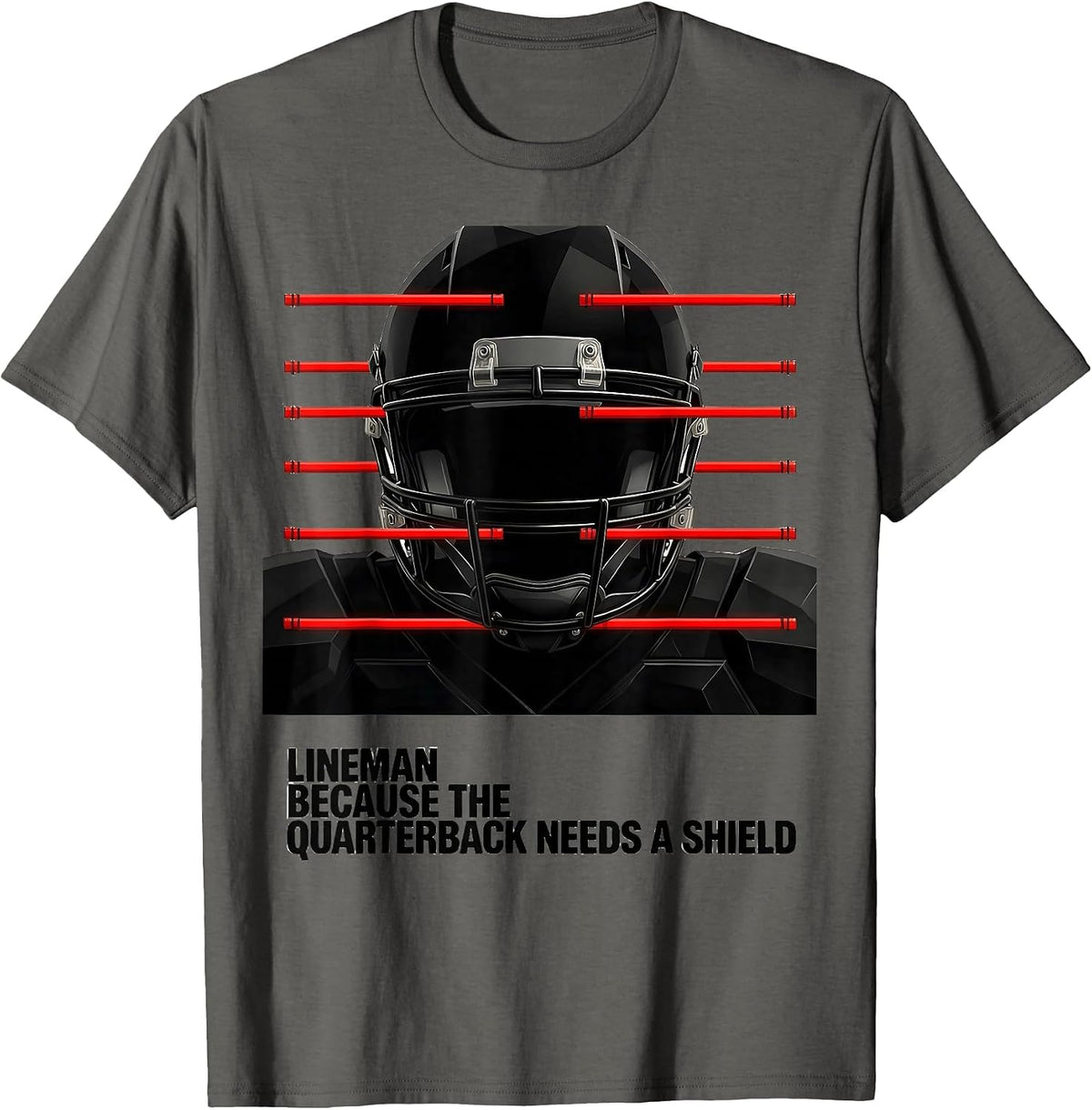 Lineman Because The Quarterback Needs A Shield Funny T-Shirt - Asphalt Grey