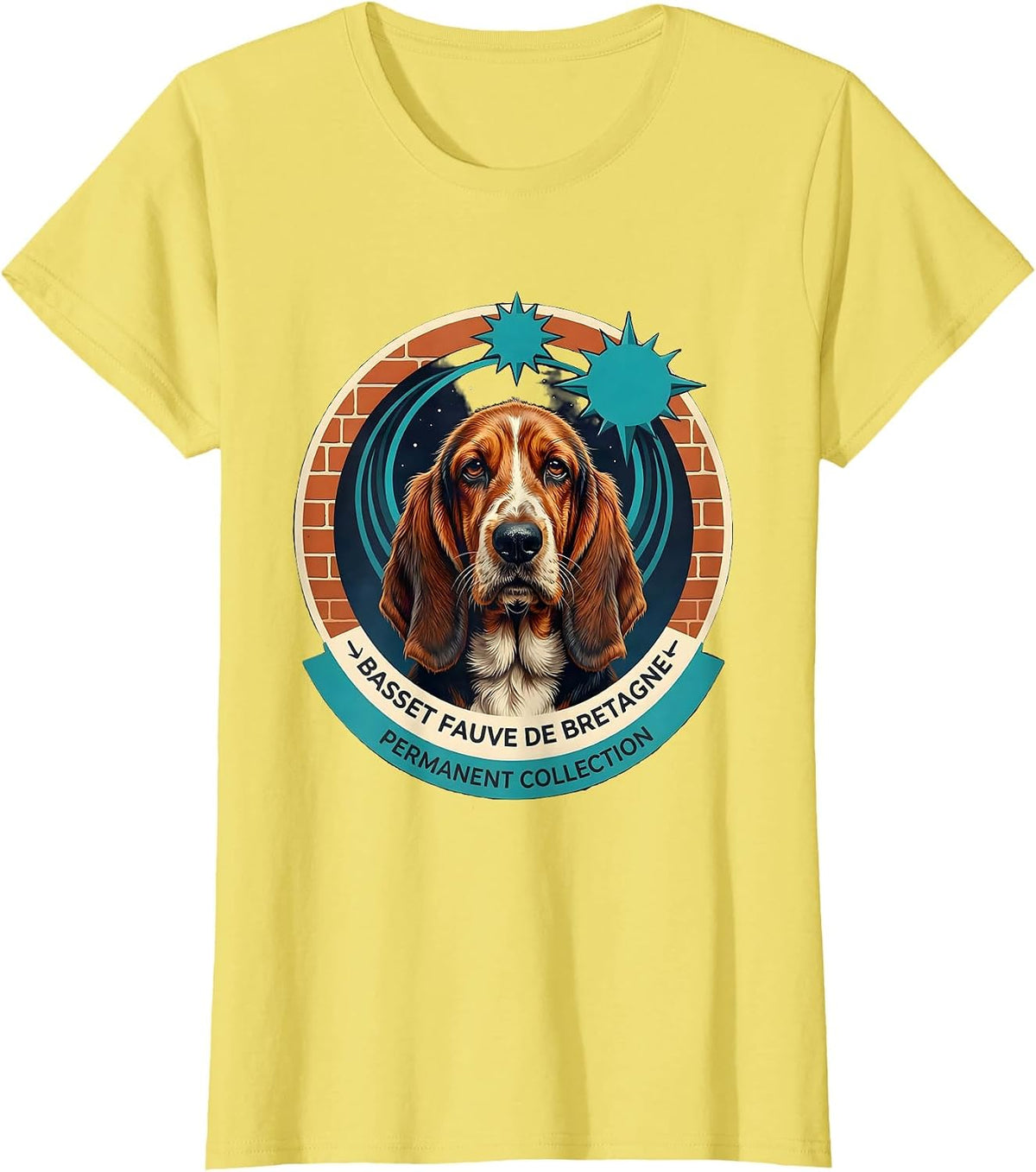 Basset Fauve de Bretagne Permanent Collection Dog Lover T-Shirt - Lemon Yellow