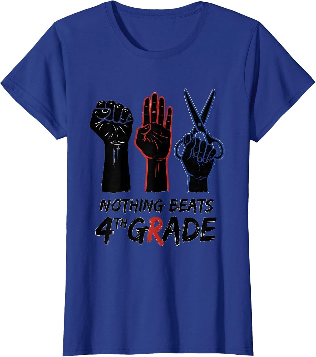 Women's Nothing Beats 4th Grade Funny Grade Team Back To School T-Shirt - Royal Blue
