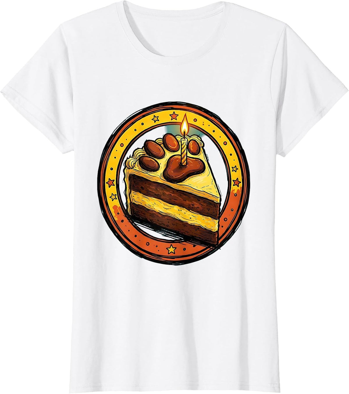 Dinosaur Footprint Birthday Cake Slice Graphic T-Shirt - White