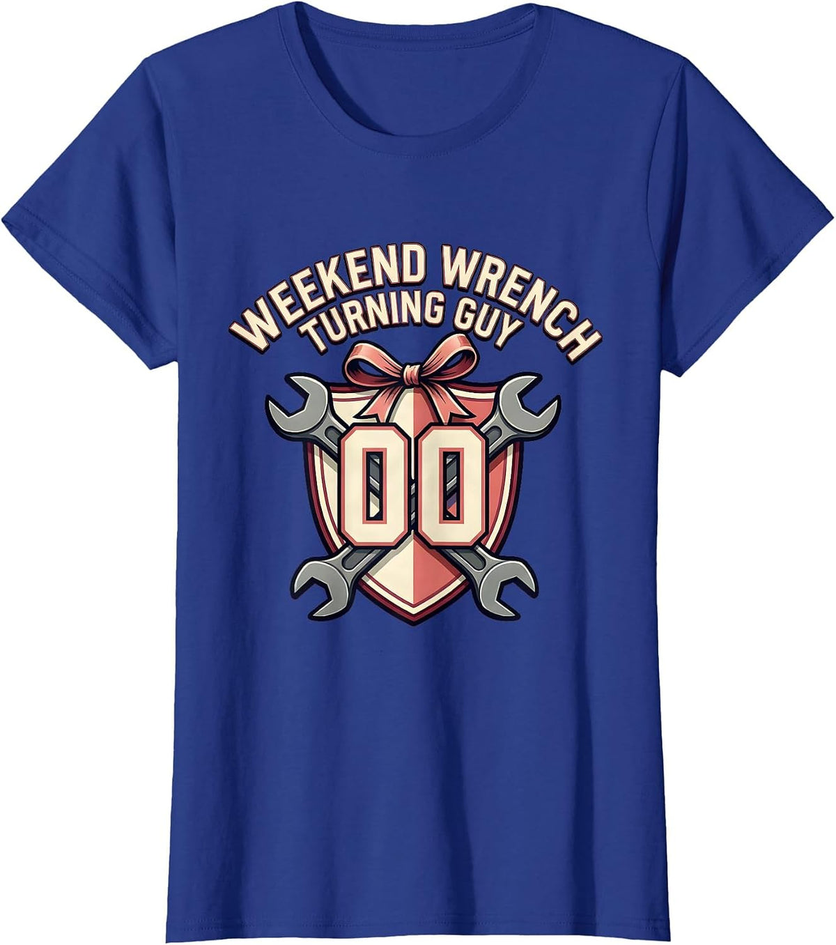 Women's Weekend Wrench Turning Guy Car Mechanic Design T-Shirt - Royal Blue