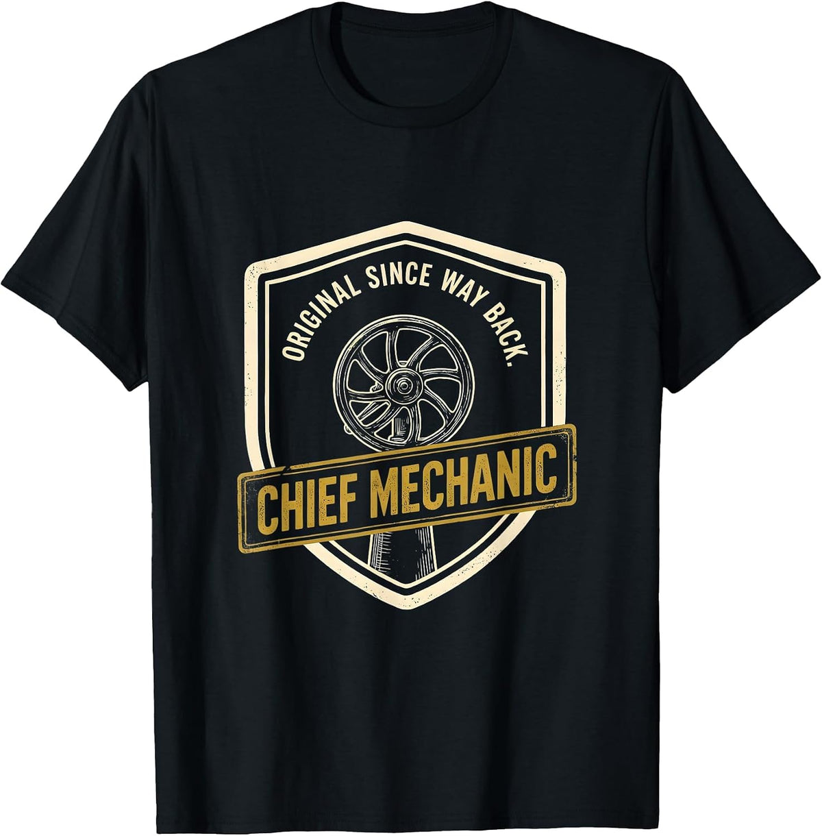 Men's Chief Mechanic, Original Since Way Back Classic Car Fan T-Shirt - Black