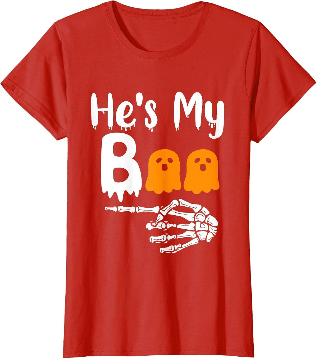 She's My Boo Matching Halloween Pajama Couples He's My Boo T-Shirt - Red