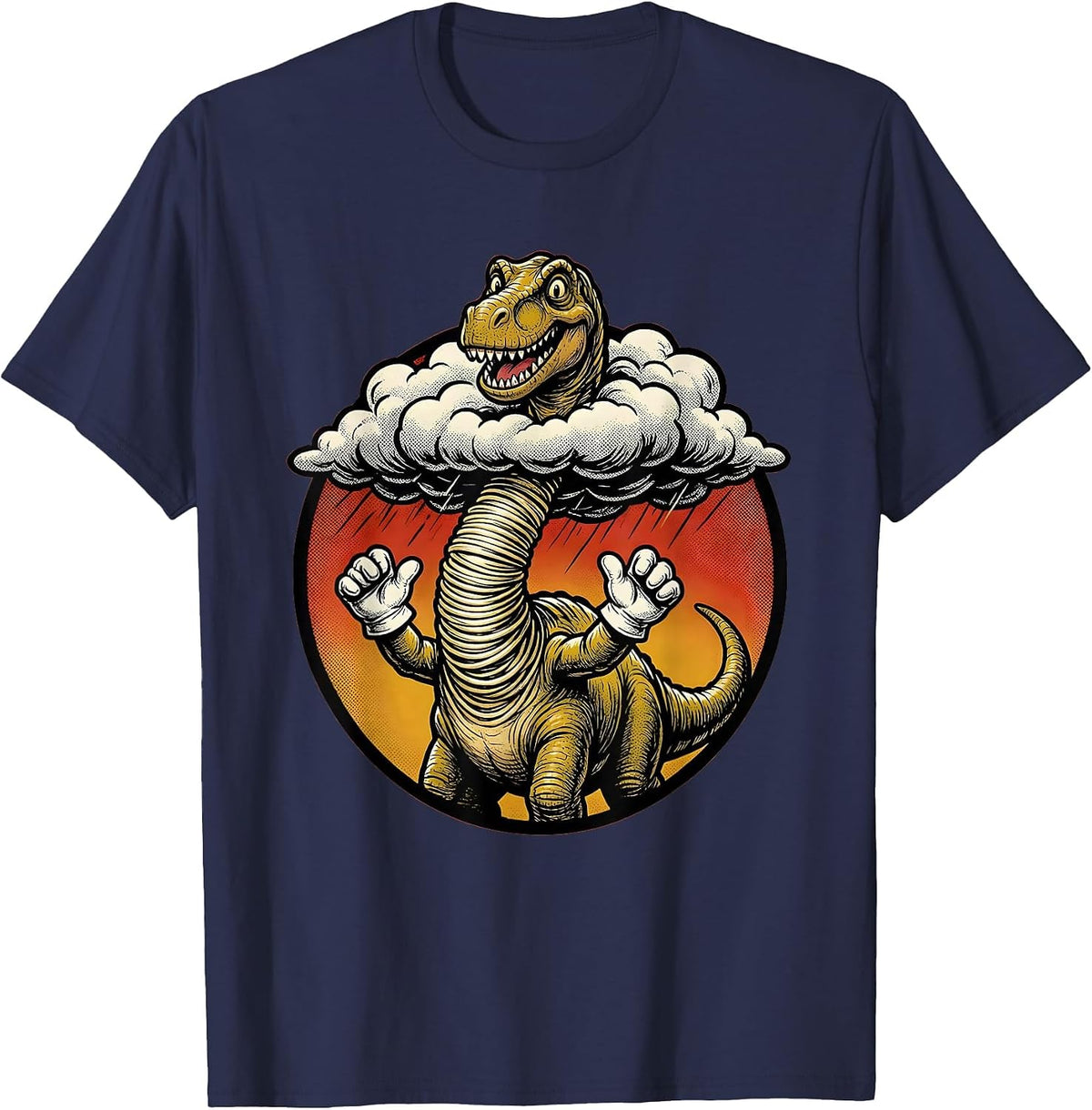 Brachiosaurus Above the Storm Clouds Dinosaur T-Shirt - Navy Blue