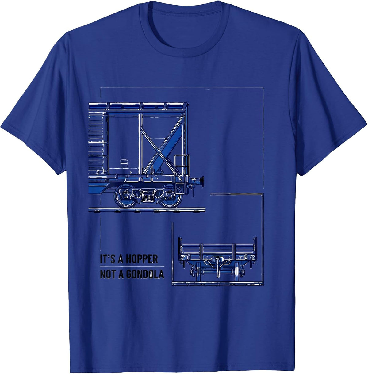 Men's It's A Hopper, Not A Gondola Funny Train Enthusiast Model T-Shirt - Royal Blue