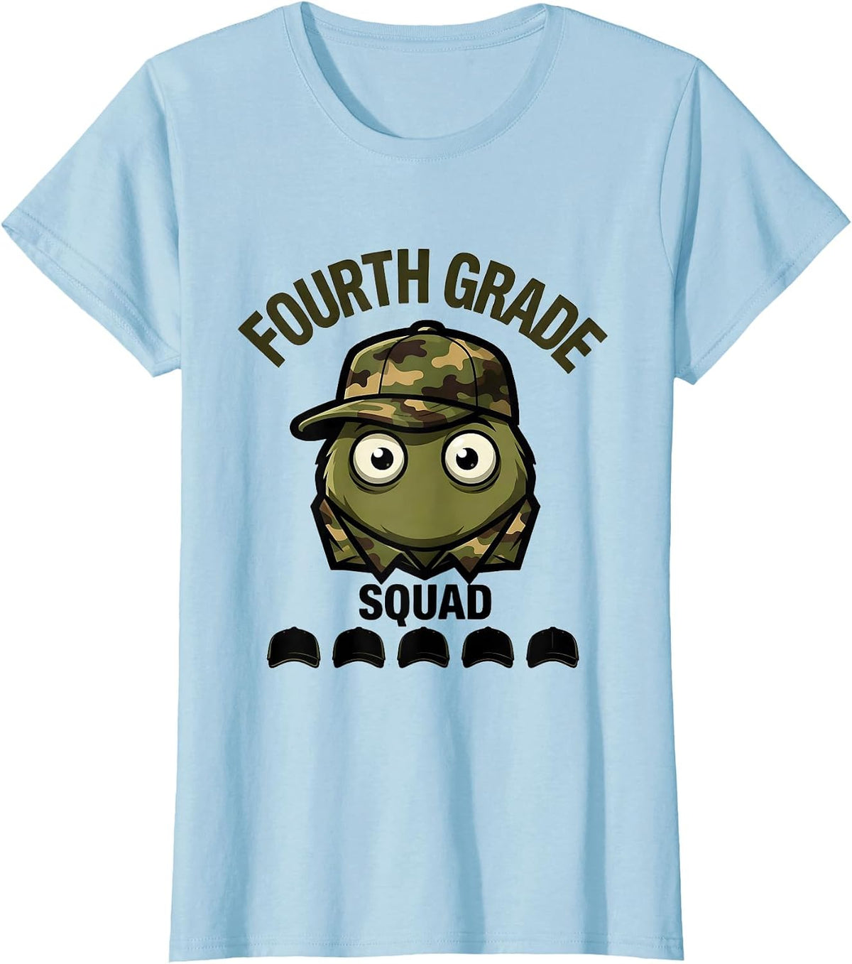 Women's Fourth Grade Squad Camo Back To School Boys Teacher T-Shirt - Baby Blue