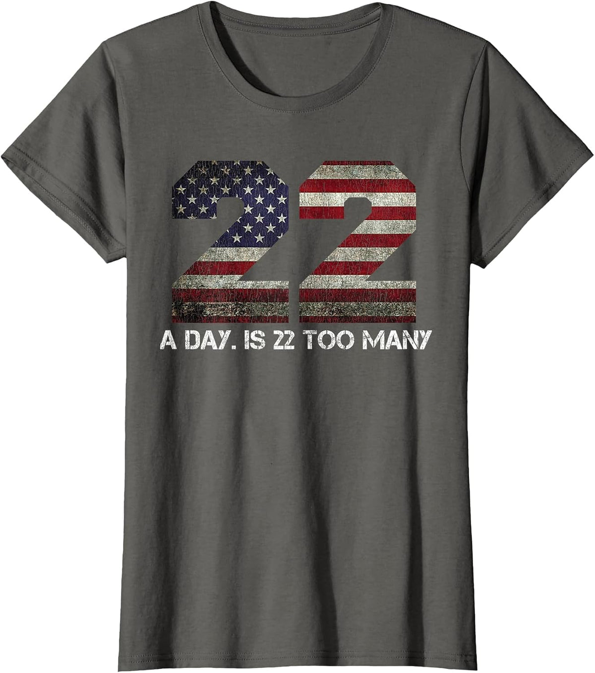 22 A Day is 22 Too Many Pro Military Veteran Lives Matter Tee T-Shirt - Asphalt Grey