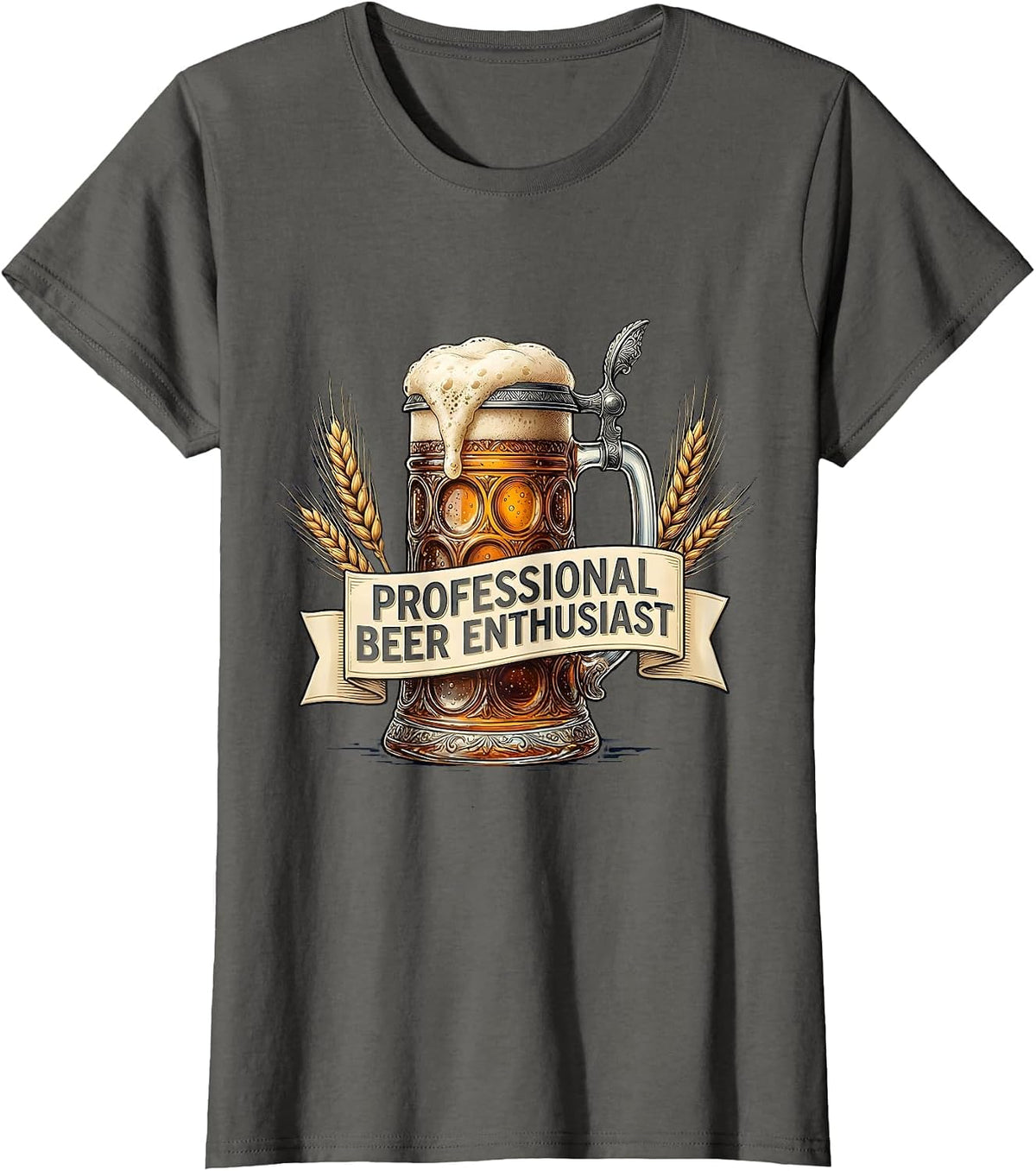 Women's Professional Beer Enthusiast Oktoberfest Design T-Shirt - Asphalt Grey