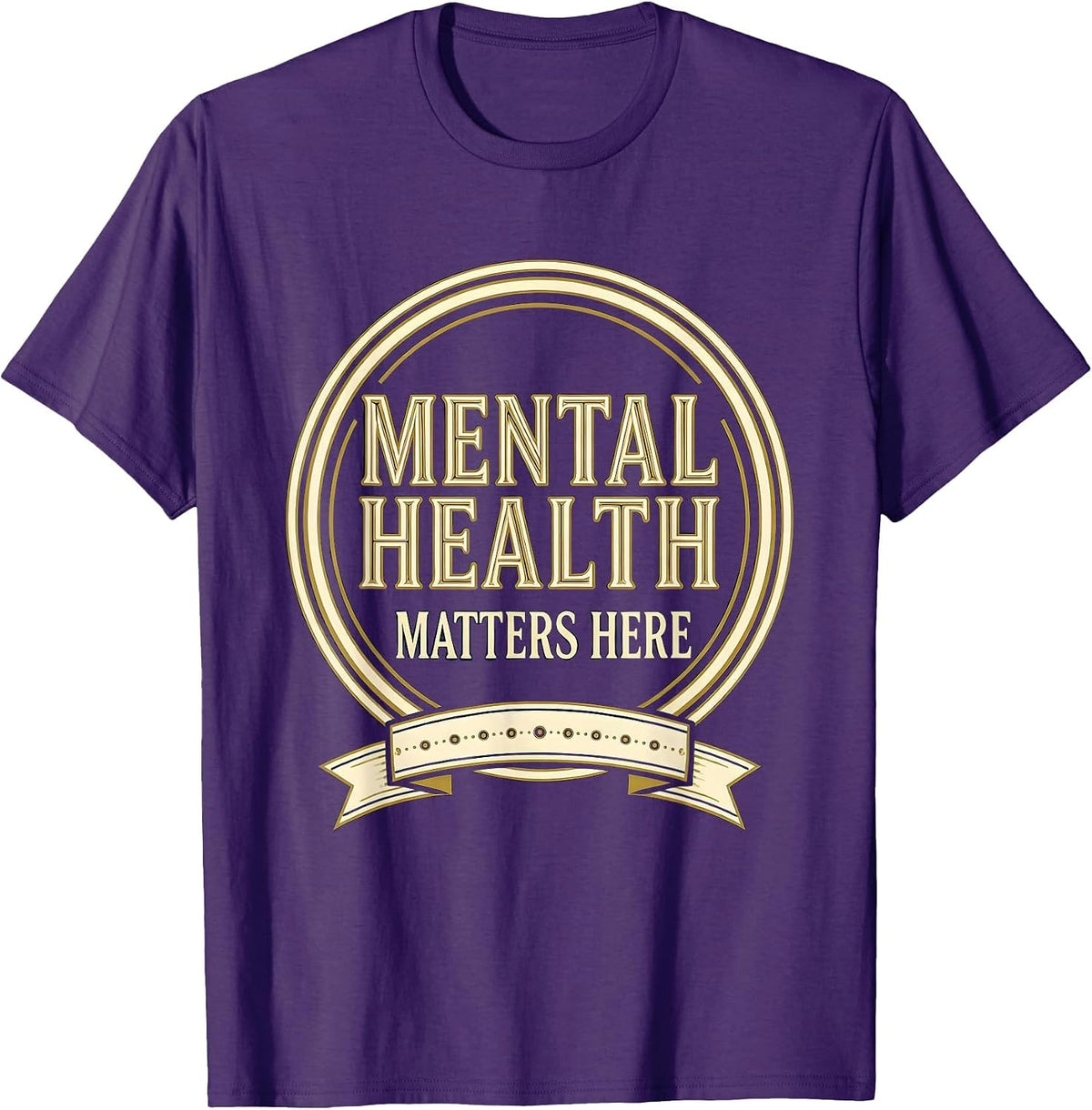 Men's Mental Health Matters Here Awareness Design T-Shirt - Purple