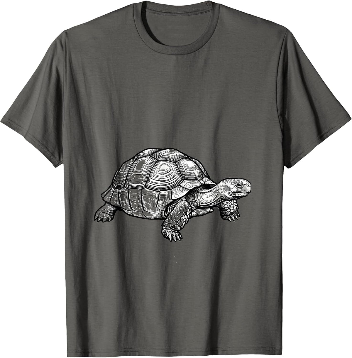 Men's Continuous Line Tortoise Funny Turtle Lover Gift T-Shirt - Asphalt Grey