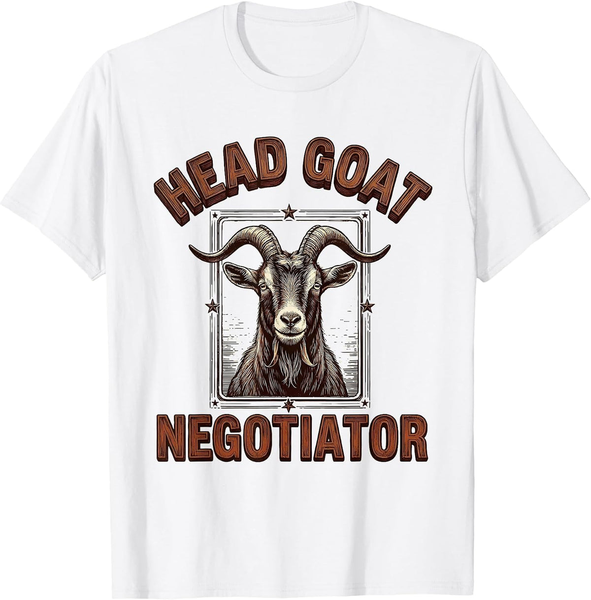 Men's Head Goat Negotiator Funny Goat Farmer Goat Owner Humor T-Shirt - White