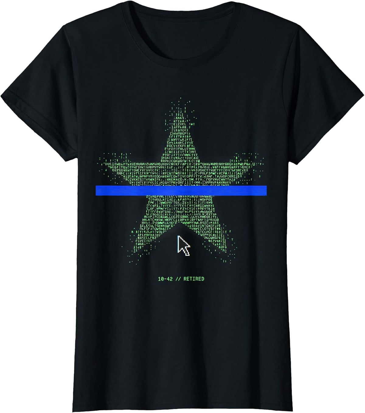 10-42 RETIRED Thin Blue Line Police Support Retired Officer T-Shirt - Black