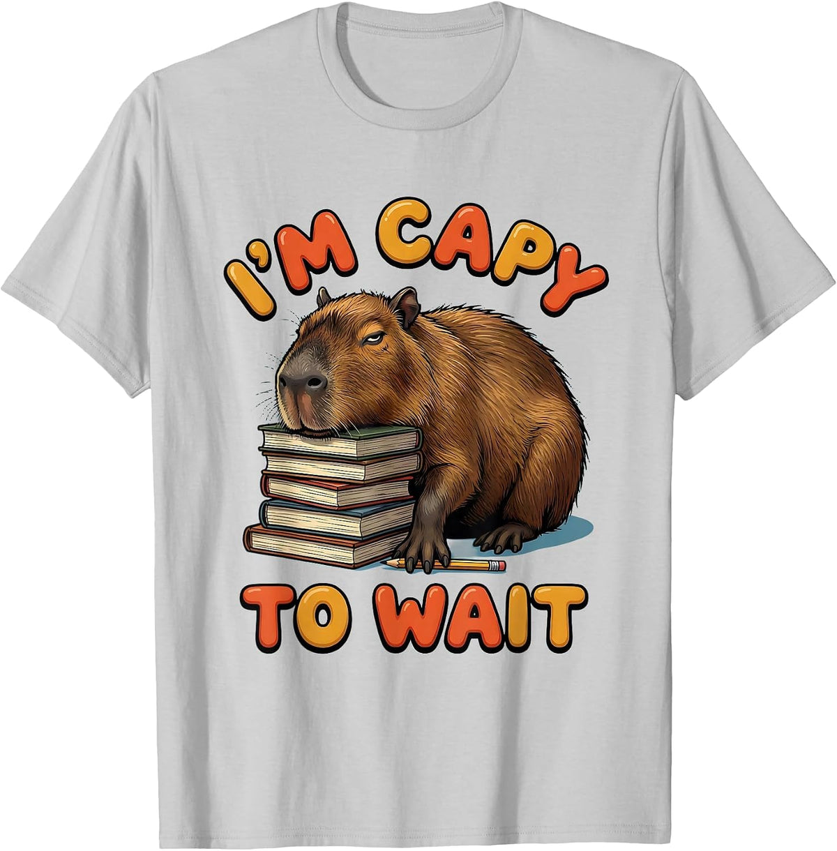 Men's I'm Capy To Wait Funny Capybara Gamer Kawaii Humor T-Shirt - Silver Grey