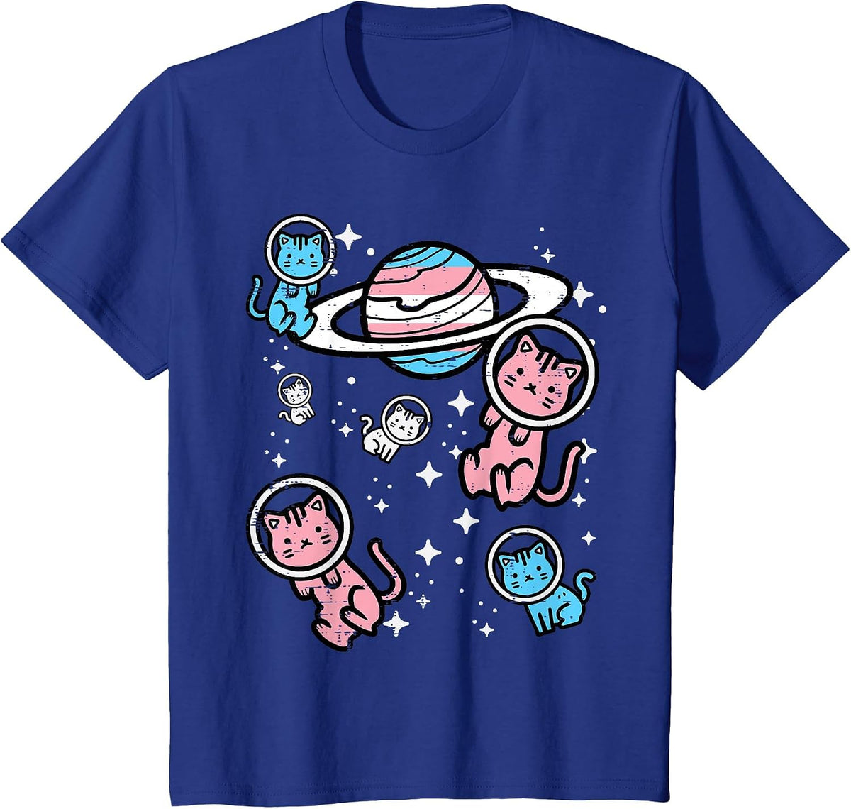Trans Cats in Space Transgender Transsexual Pride Month LGBT T-Shirt - Royal Blue
