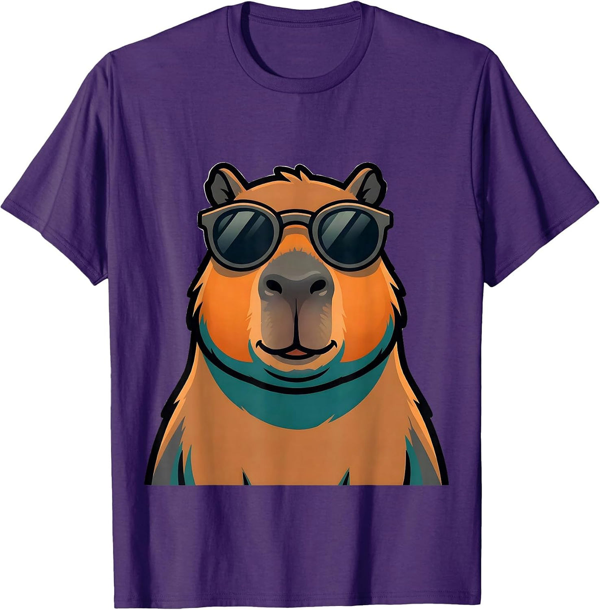 Men's Capybara Cartoon Novelty Animal Mascot Graphic T-Shirt - Purple