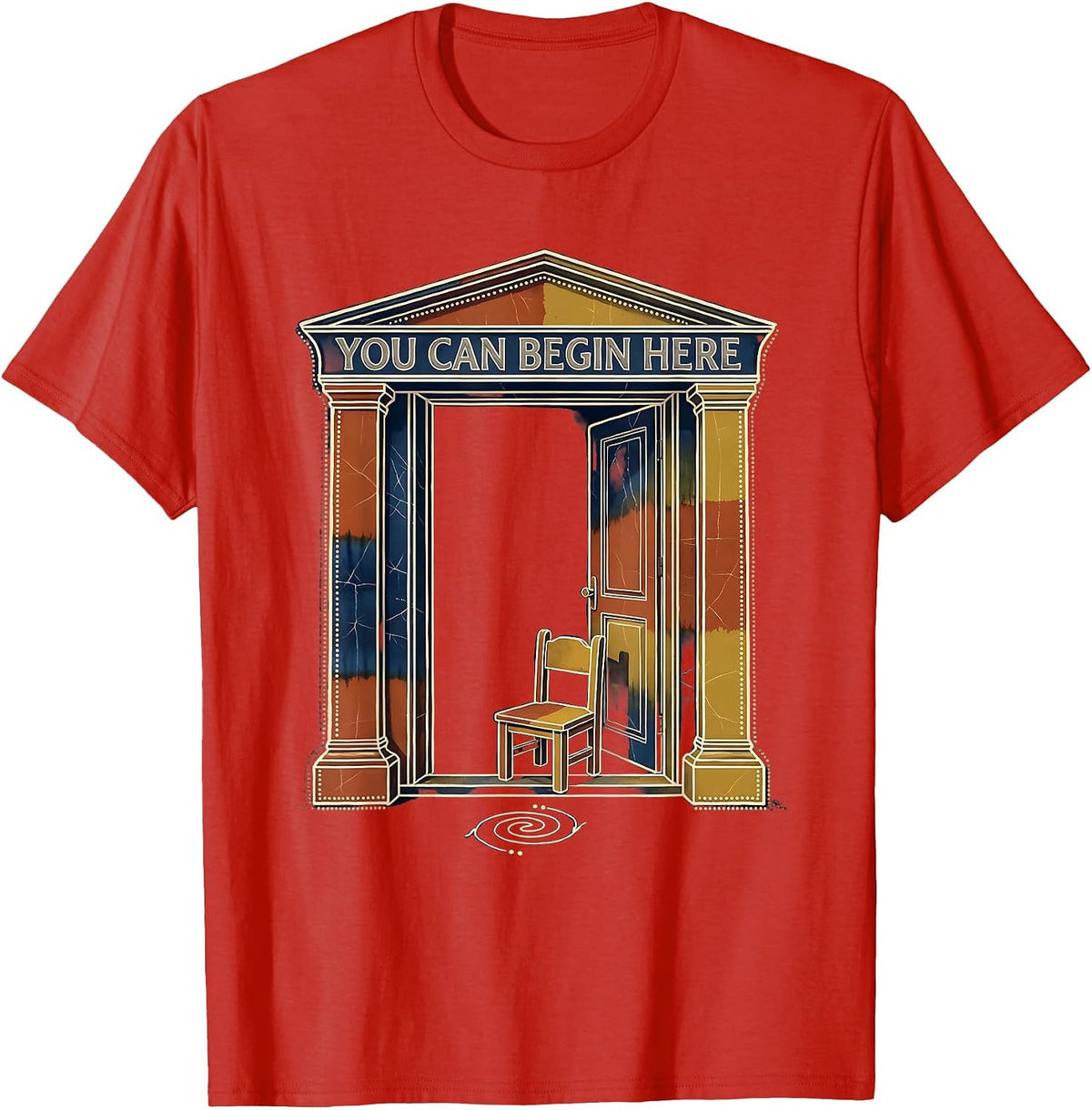 Men's You Can Begin Here Supportive Mental Health Counselor T-Shirt - Red