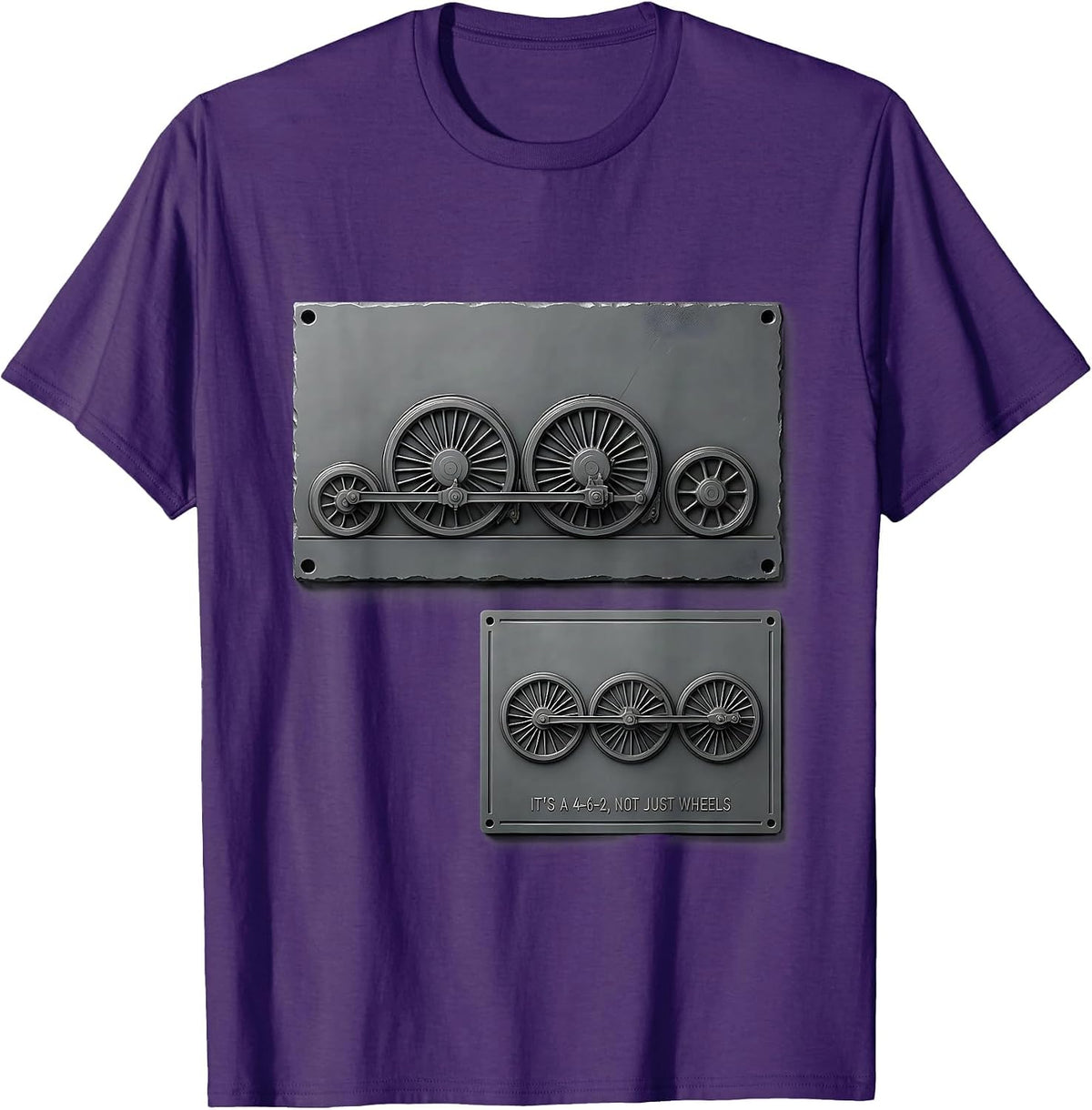 Men's It's A 4-6-2, Not Just Wheels Funny Train Enthusiast Model T-Shirt - Purple