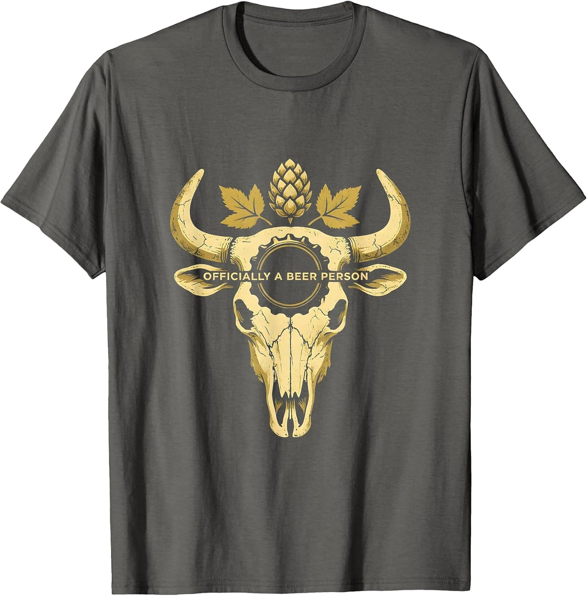 Officially a Beer Person Funny Drinking Design T-Shirt - Asphalt Grey