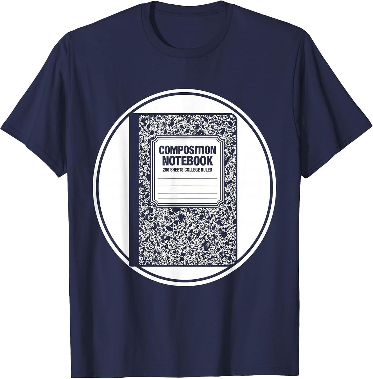 Composition Notebook 200 Sheets College Ruled Teacher T-Shirt - Navy Blue