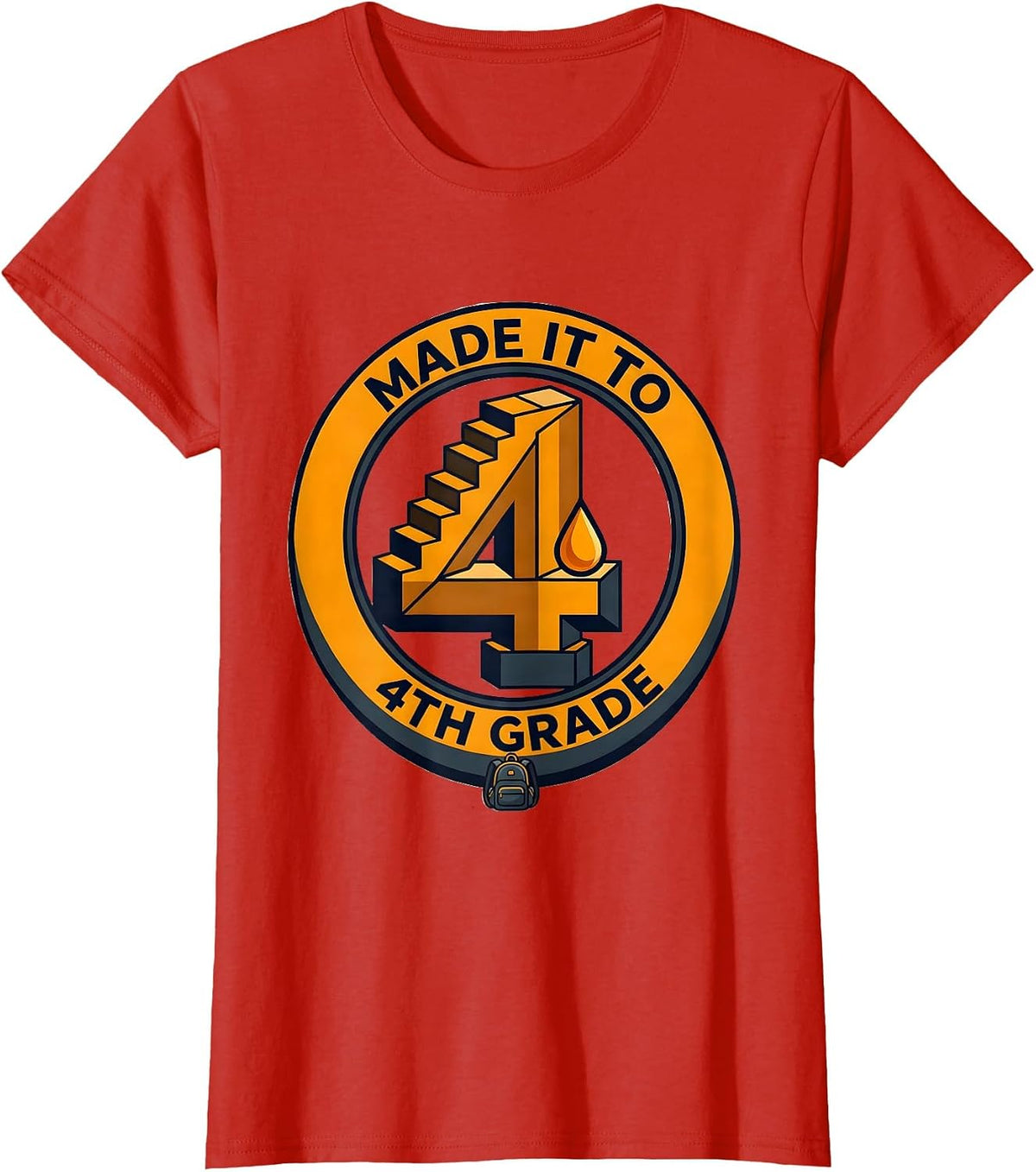 Made It To 4th Grade Groovy Back To School Fourth Grade T-Shirt - Red