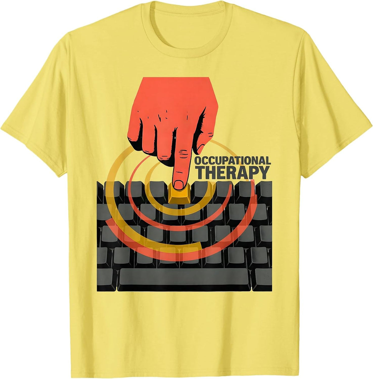 Men's Occupational Therapy Retro Adaptive Keyboard Pediatric OT T-Shirt - Lemon Yellow