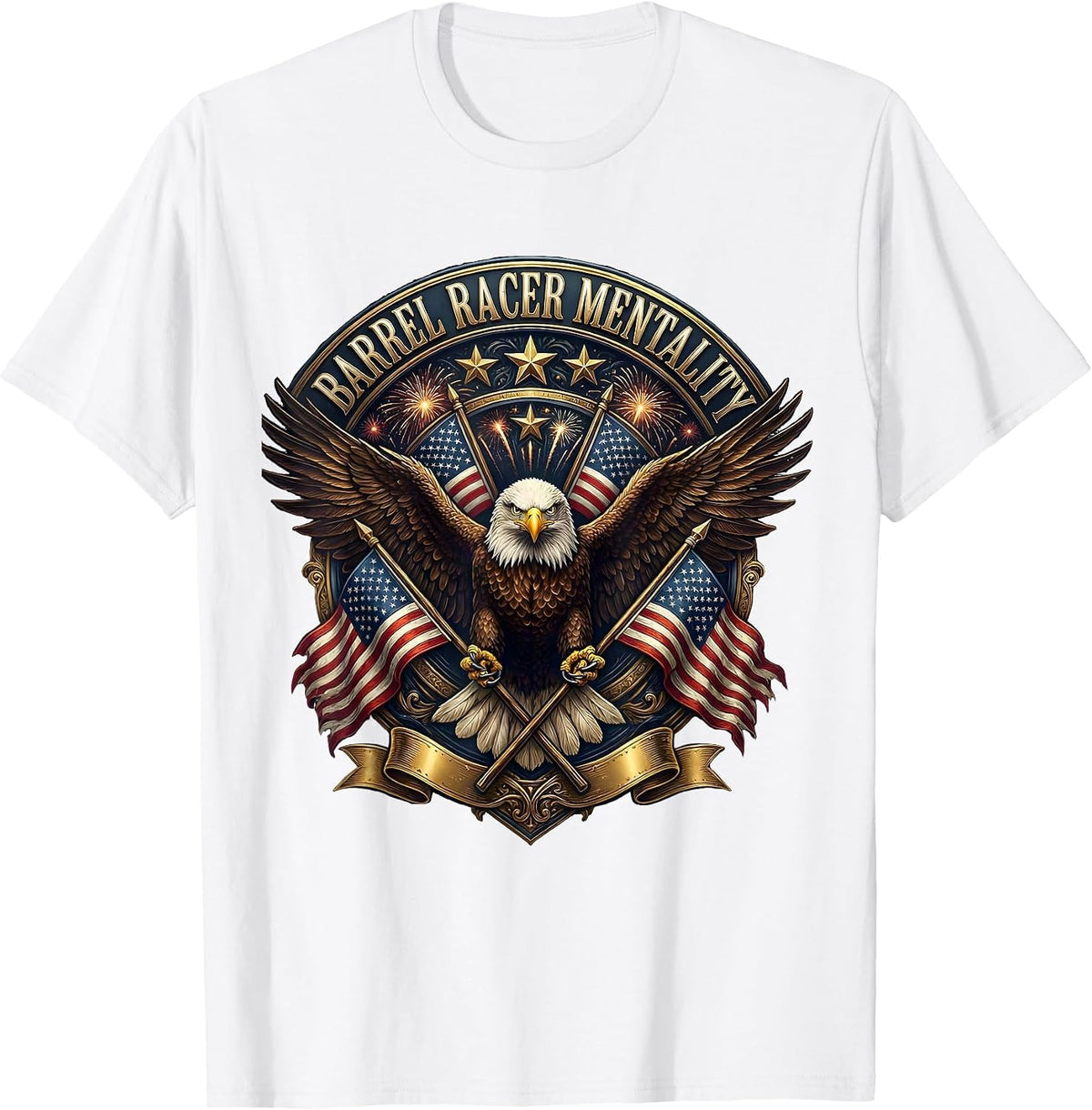 Men's Barrel Racer Mentality Cowboy Design T-Shirt - White