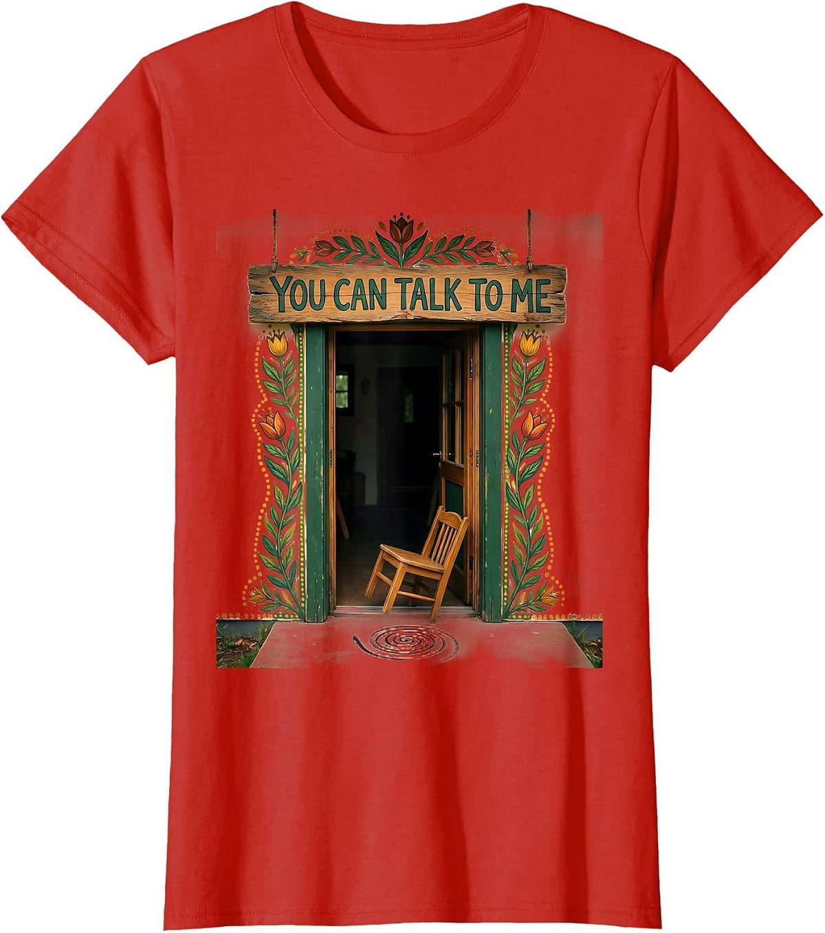 You Can Talk To Me Folk Art Mental Health Counselor T-Shirt - Red
