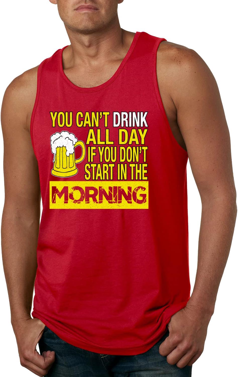 It's Beer O'Clock Watch Face Drinking Drinking Mens Graphic Tank Top - Red