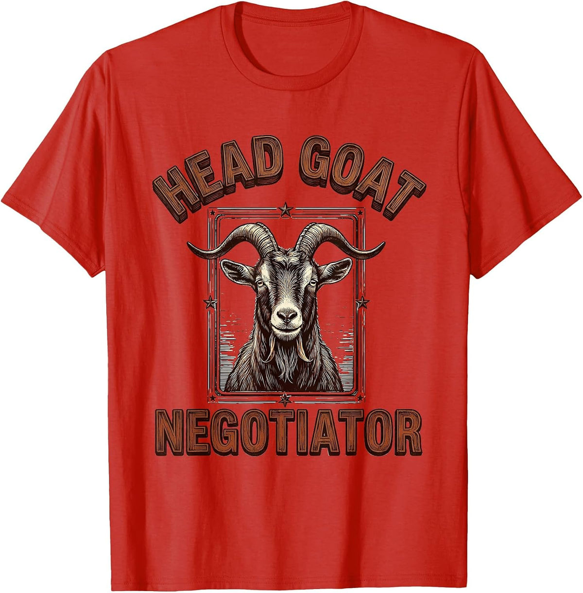 Men's Head Goat Negotiator Funny Goat Farmer Goat Owner Humor T-Shirt - Red