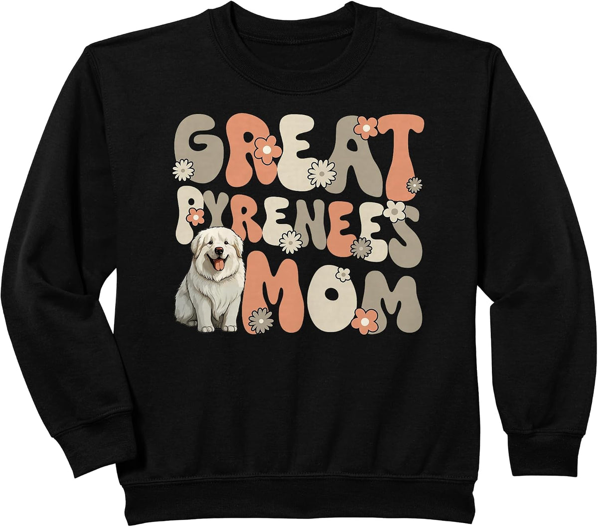 Great Pyrenees Dog Groovy World's Best Great Pyrenees Mom Sweatshirt - Black