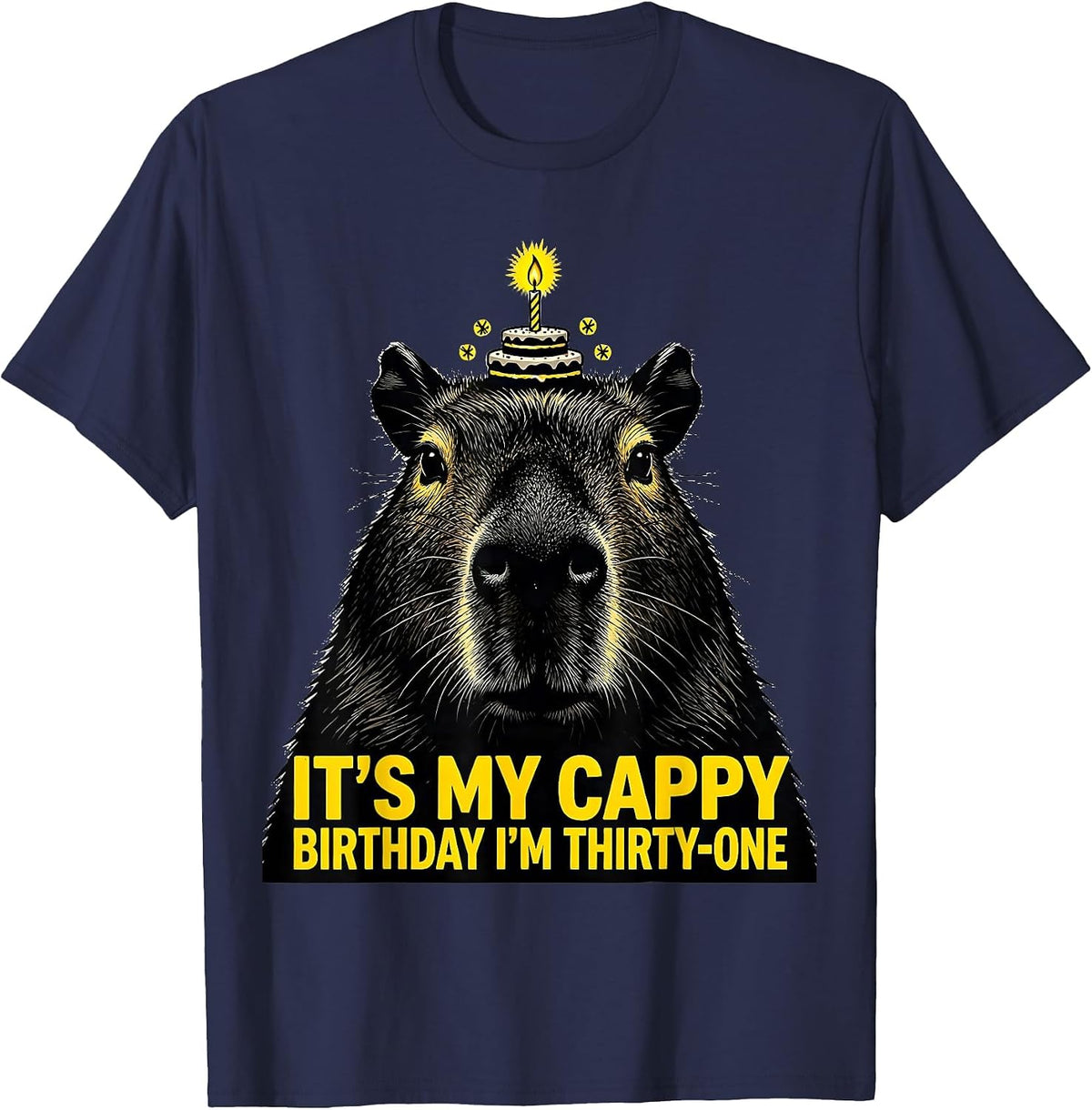 It's My Cappy Birthday I'm Thirty-One Cute Capybara Birthday T-Shirt - Navy Blue