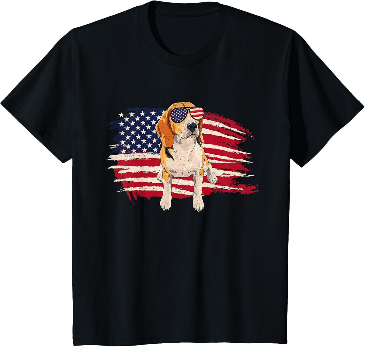 American Flag Beagle - Puppy Dog Lover Animal Breeder T-Shirt - Black