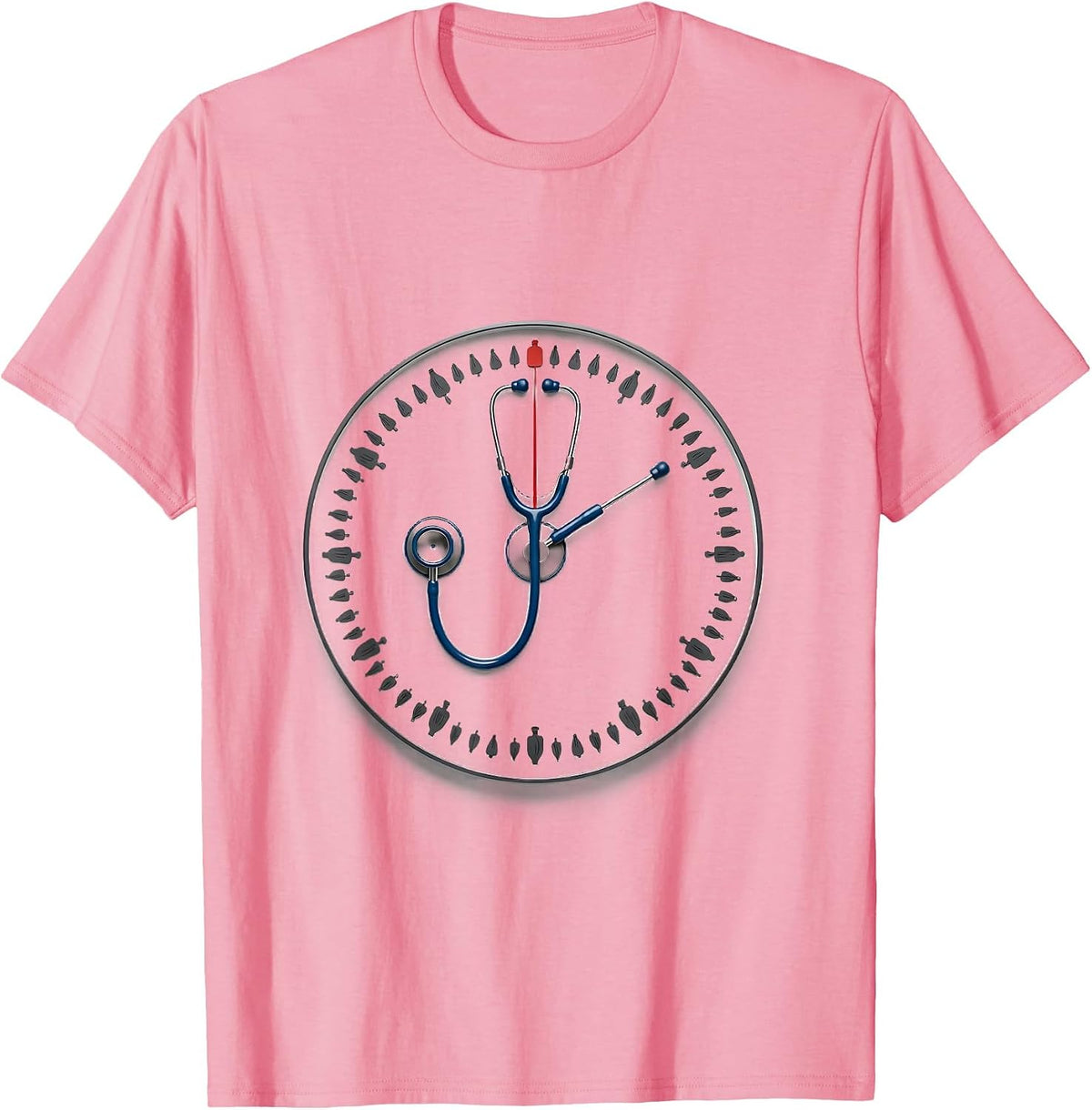 Stethoscope Clock Nurse Crew New Year Eve Party T-Shirt - Pink