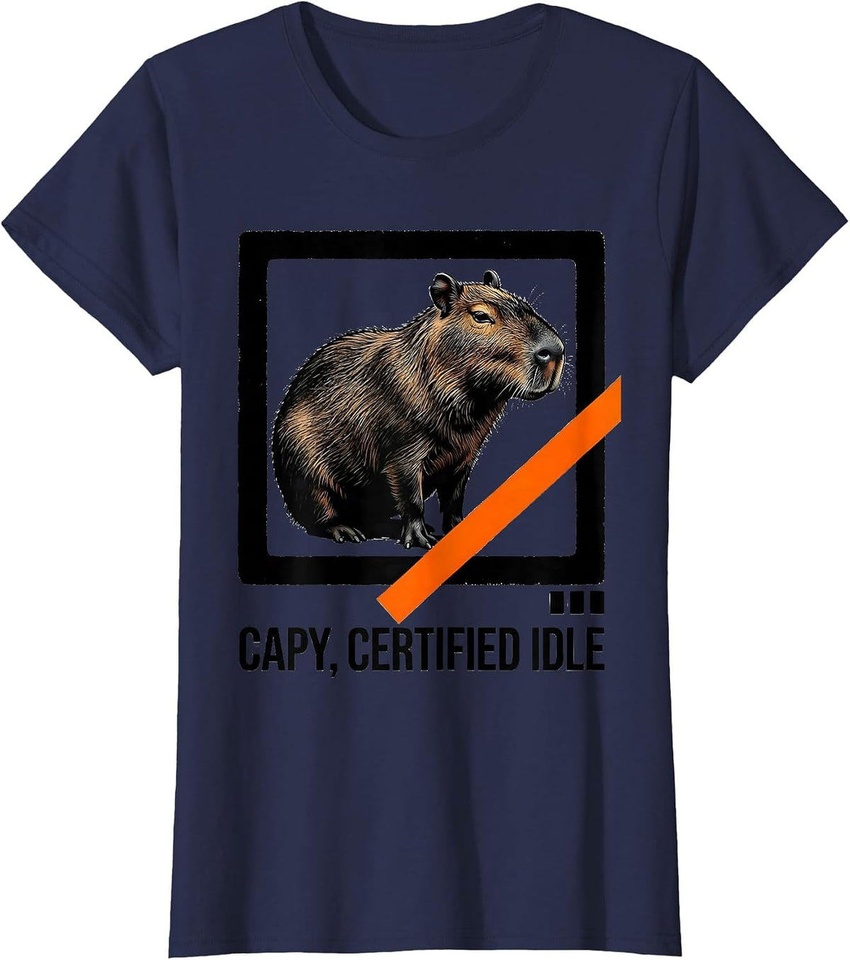 Women's Capy, Certified Idle Funny Capybara Meme Animal Lover Humor T-Shirt - Navy Blue