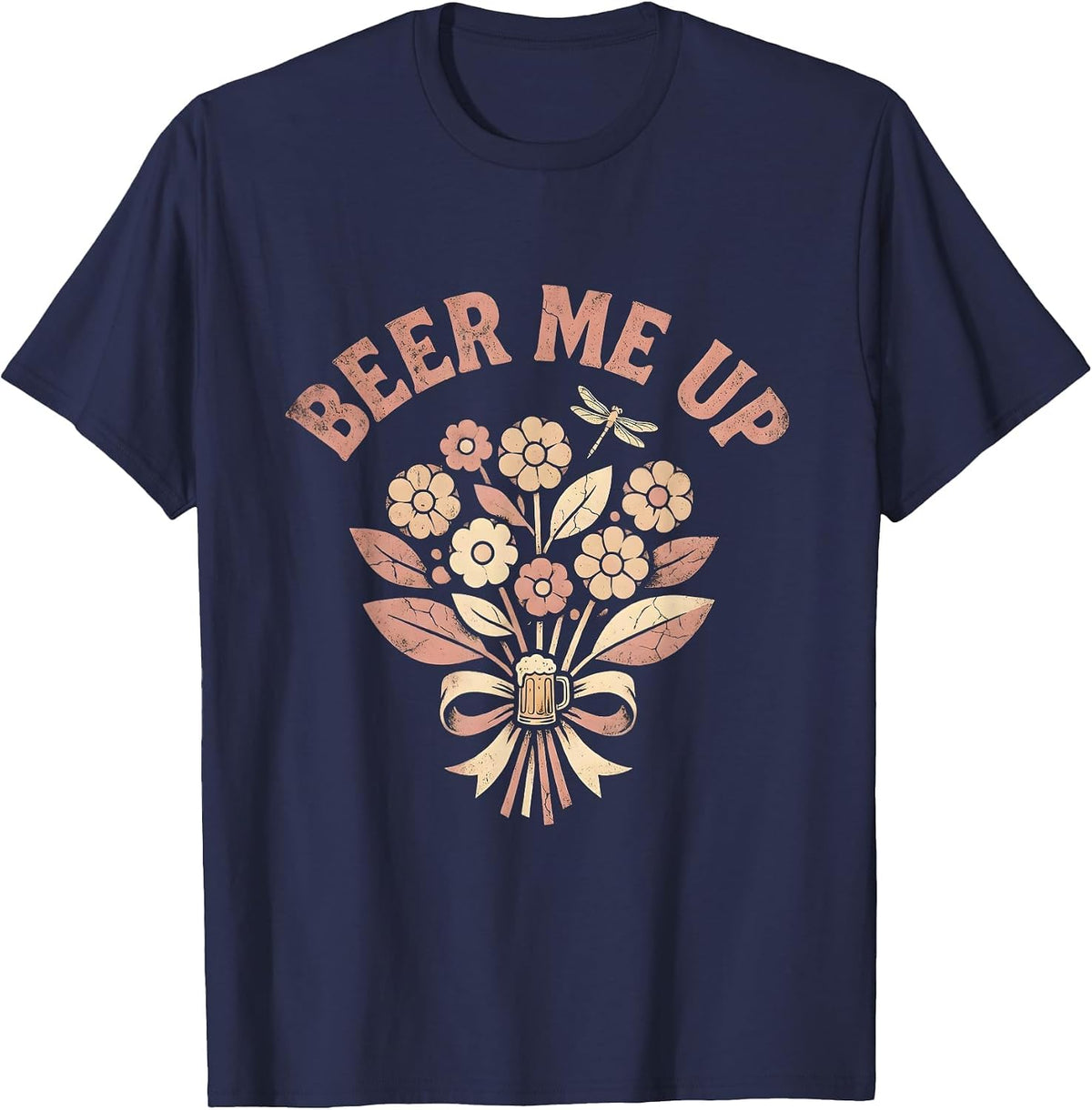 Beer Me Up Oktoberfest Graphic Design T-Shirt - Navy Blue