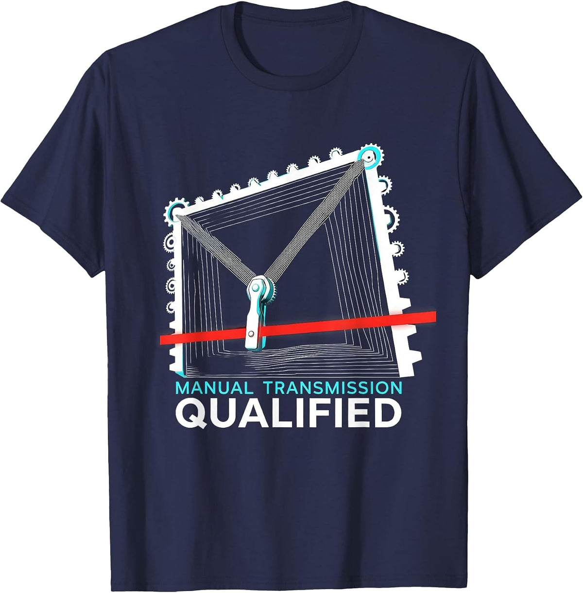 Manual Transmission Qualified New Wave Car Guy Mechanic Gift T-Shirt - Navy Blue