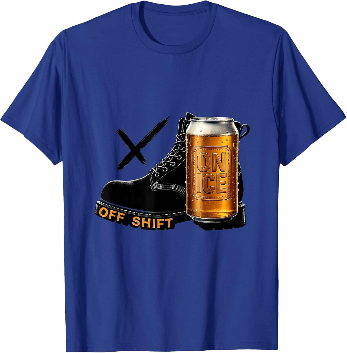 Men's Off Shift On Ice Funny Labor Day Beer Humor T-Shirt - Royal Blue