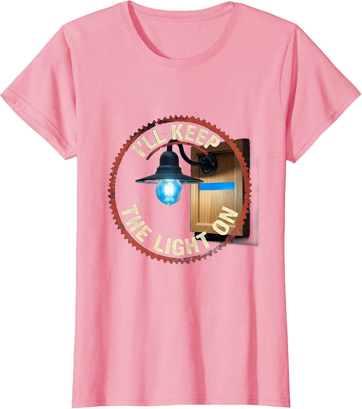 Women's I'll Keep the Light On Thin Blue Line Police Support T-Shirt - Pink