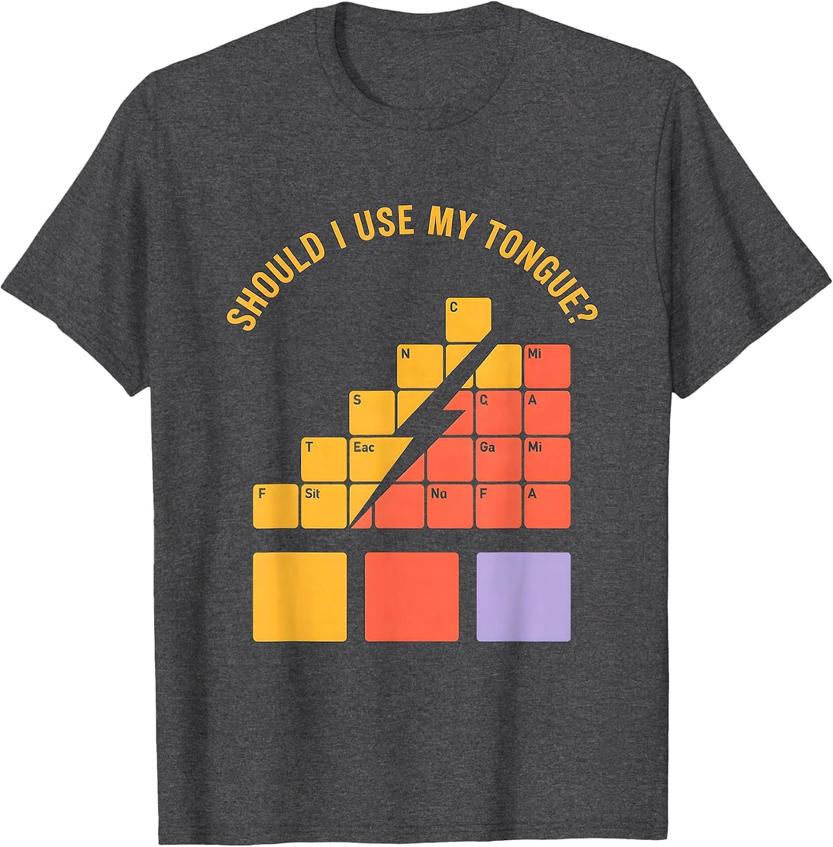 Should I Use My Tongue Funny Periodic Table Science Teacher T-Shirt - Dark Heather Grey