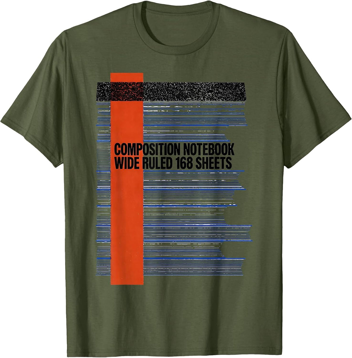 Composition Notebook Wide Ruled 168 Sheets Teacher T-Shirt - Olive Green