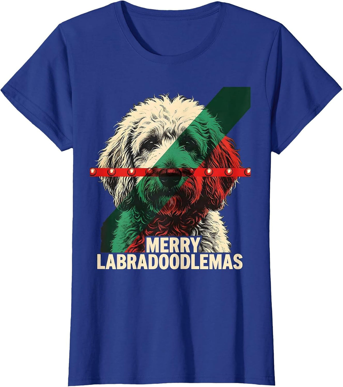 Women's Merry Labradoodlemas Funny Christmas Dog Breed Lover Gift T-Shirt - Royal Blue