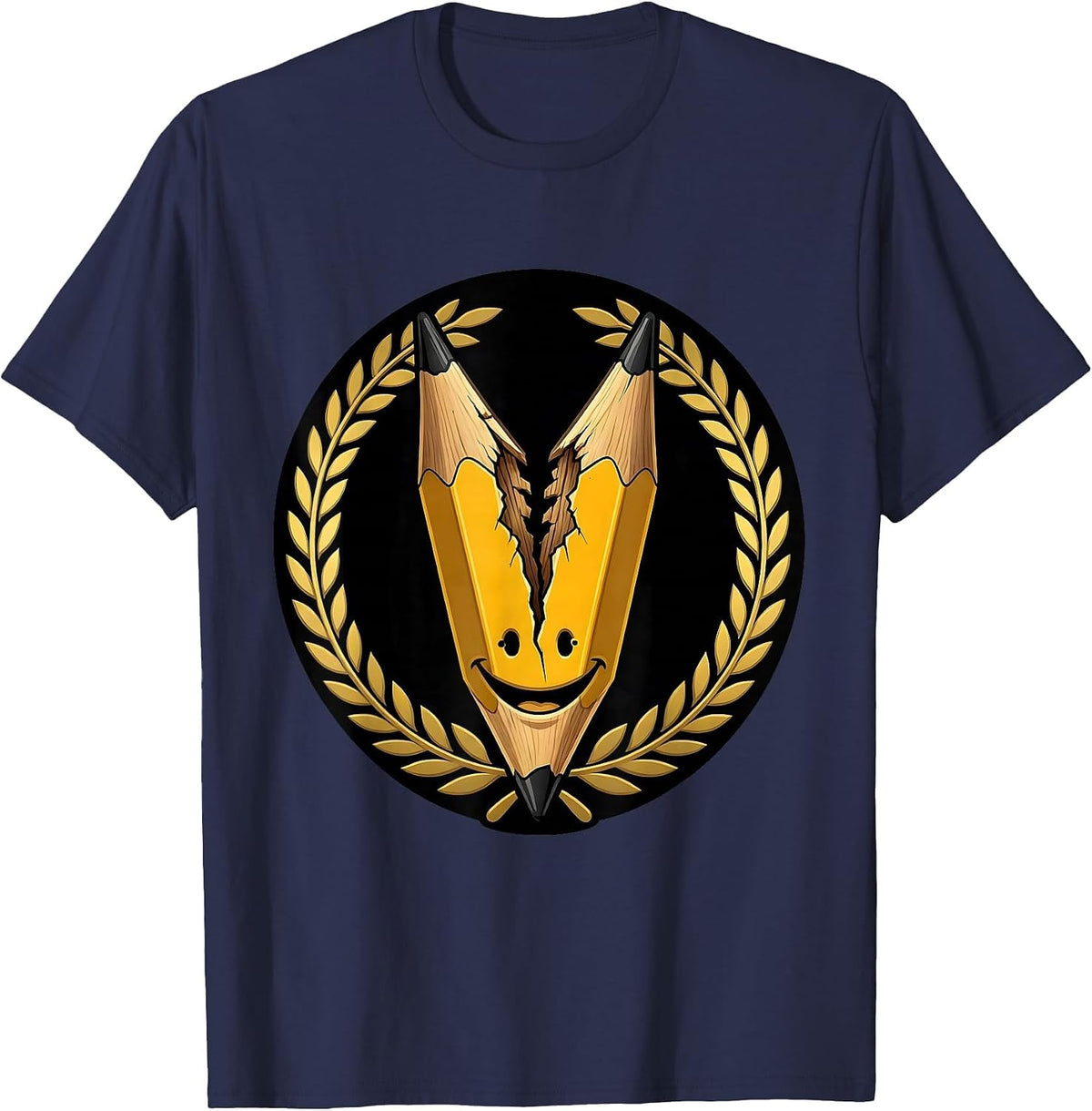 Fri Yay Broken Pencil Happy Teacher Gift T-Shirt - Navy Blue