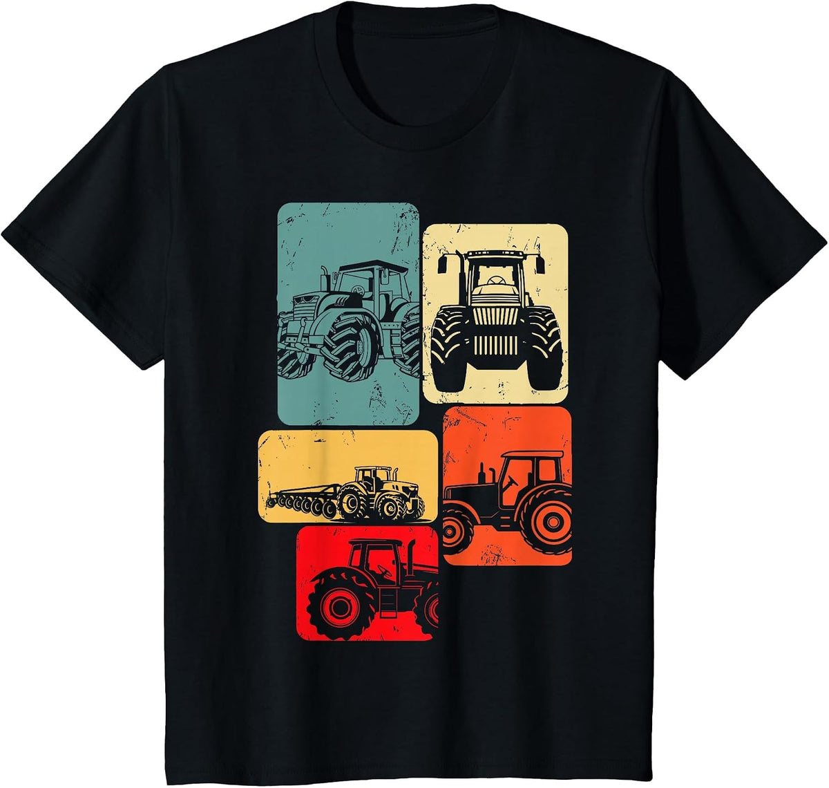 Tractors Farm Kids Boys T-Shirt Tee for Toddler Boys and Girls Tractor Shirts - Black
