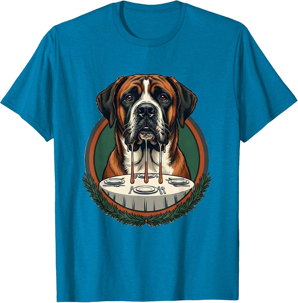 Great Dane Harlequin Drooling Vintage Dog Mom Holiday T-Shirt - Sapphire Blue