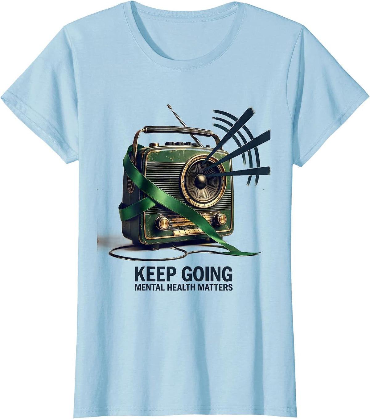 Keep Going Mental Health Matters Vintage Supporter Awareness T-Shirt - Baby Blue