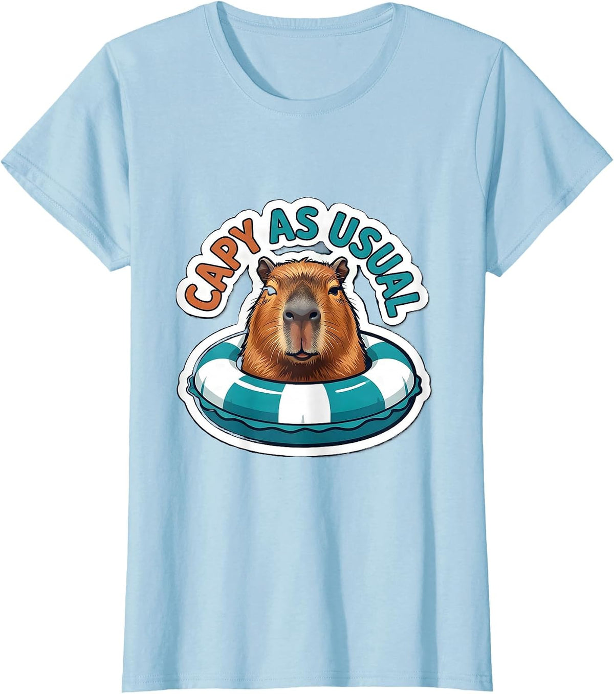 Women's Capy As Usual Funny Capybara Meme Gamer Humor T-Shirt - Baby Blue