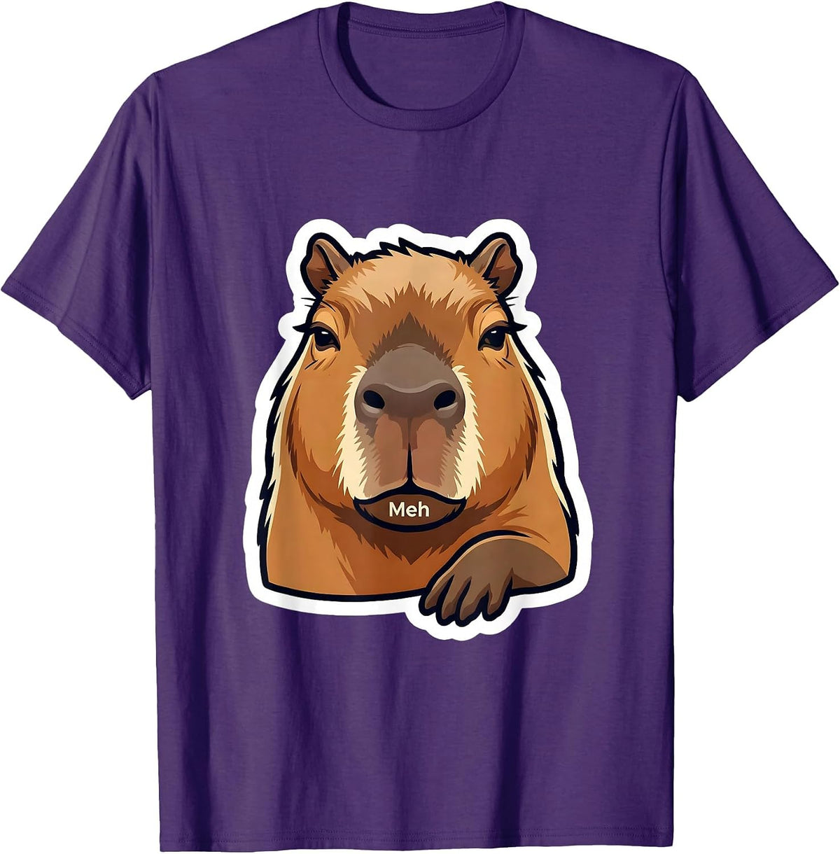 Men's Meh Funny Capybara Meme Animal Humor Youth Kids T-Shirt - Purple