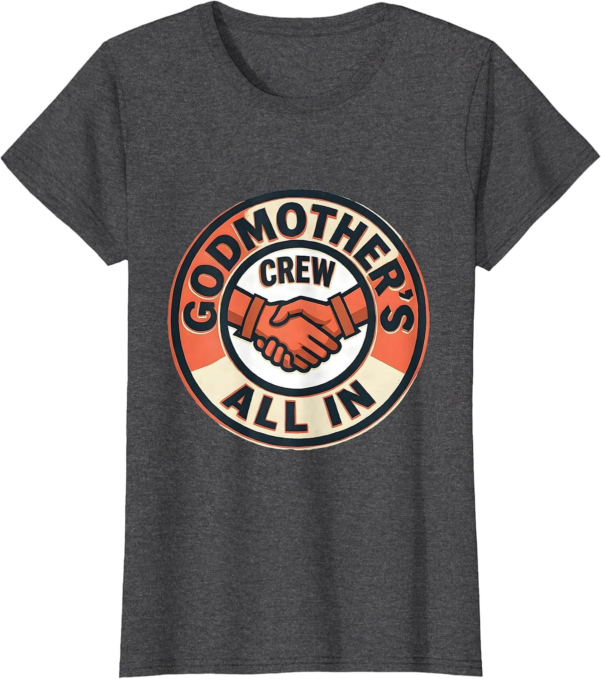 Women's Godmother's Crew All In Defiant Cancer Support Statement T-Shirt - Dark Heather Grey