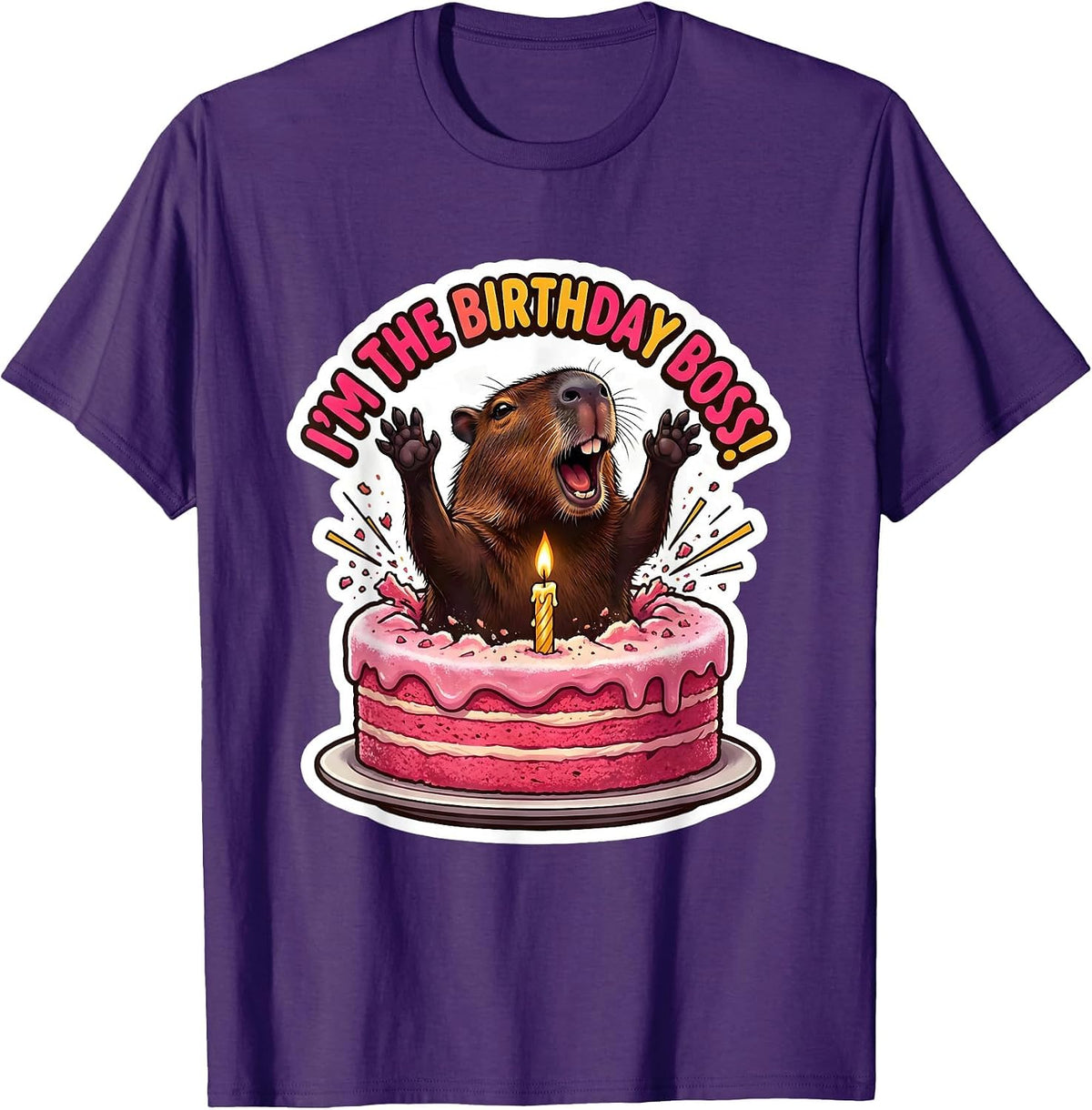 I'm The Birthday Boss! Playful Capybara Kids Party Humor T-Shirt - Purple