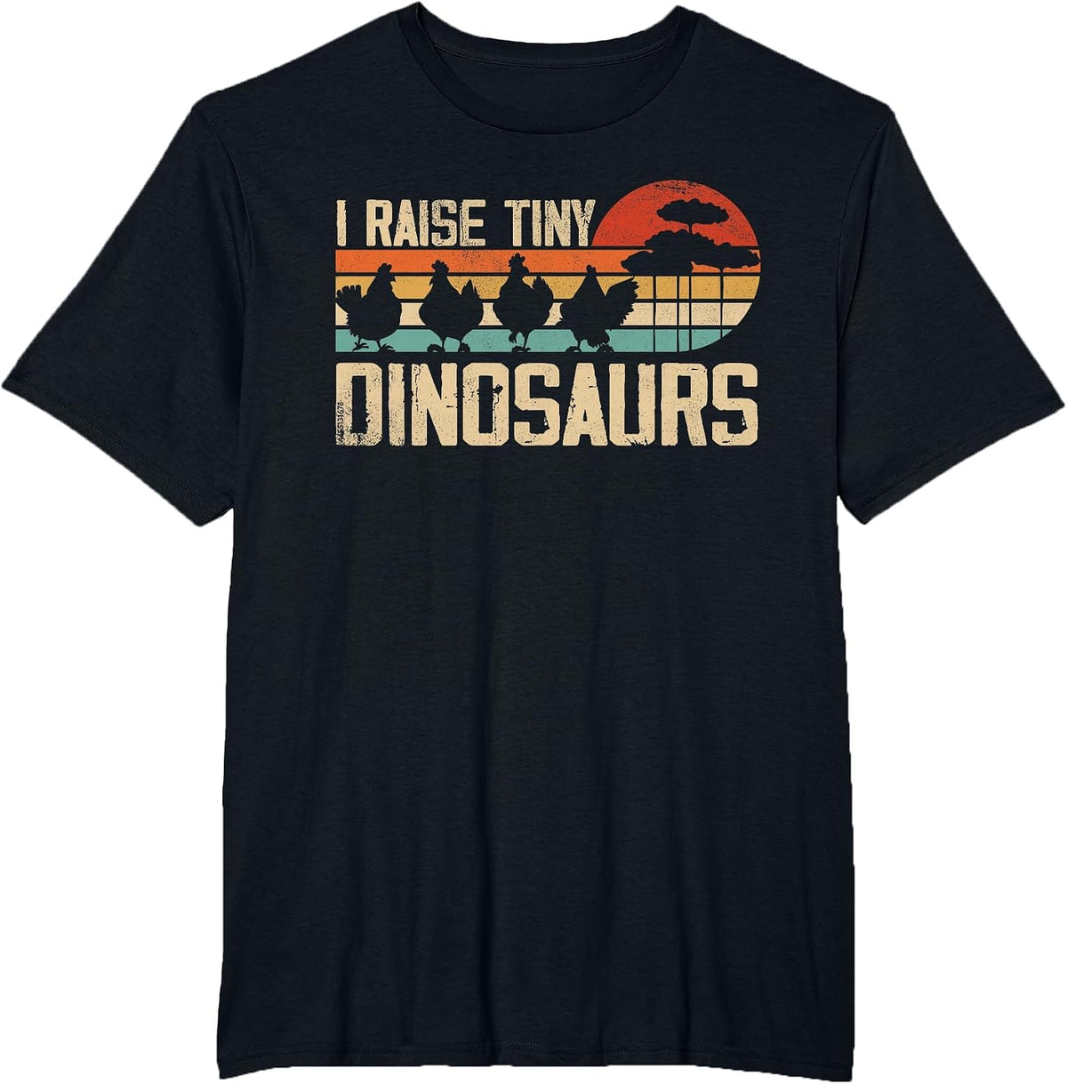 I Raise Tiny Dinosaurs Tees Retro Chicken Silhouette T-Shirt - Black
